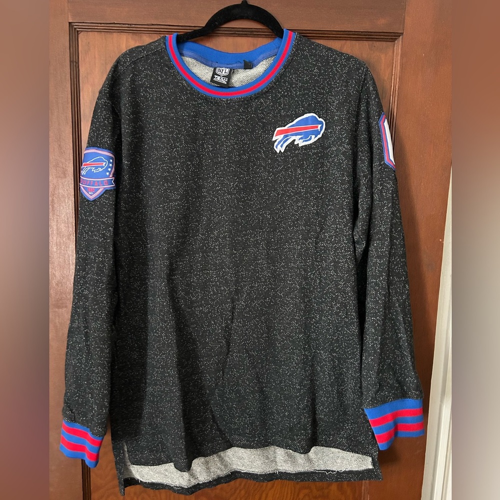 NFL Team Apparel Buffalo Bills Black and Blue Crewneck